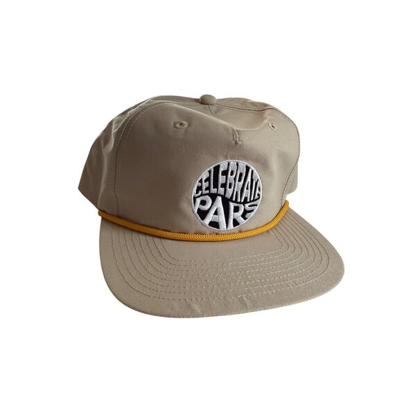 Swannies Golf Celebrate Pars Axel Rope Baseball Cap Hat Snapback Tan Citrus Embr - Picture 1 of 4